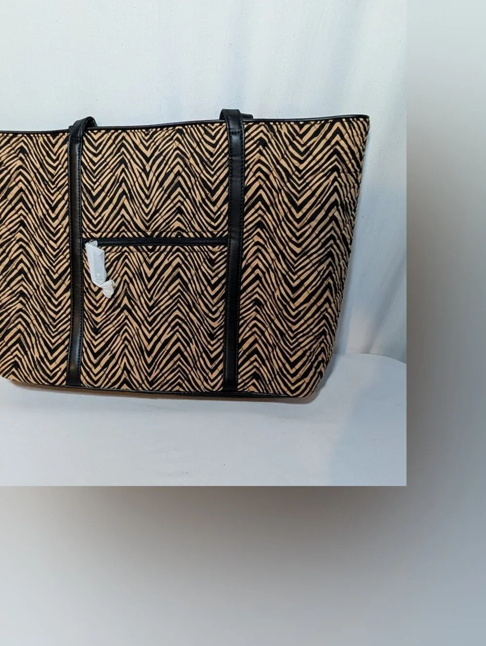 Vera Bradley Zebra Print Laptop Tote Brown Black Modern Animal Bag Purse Work